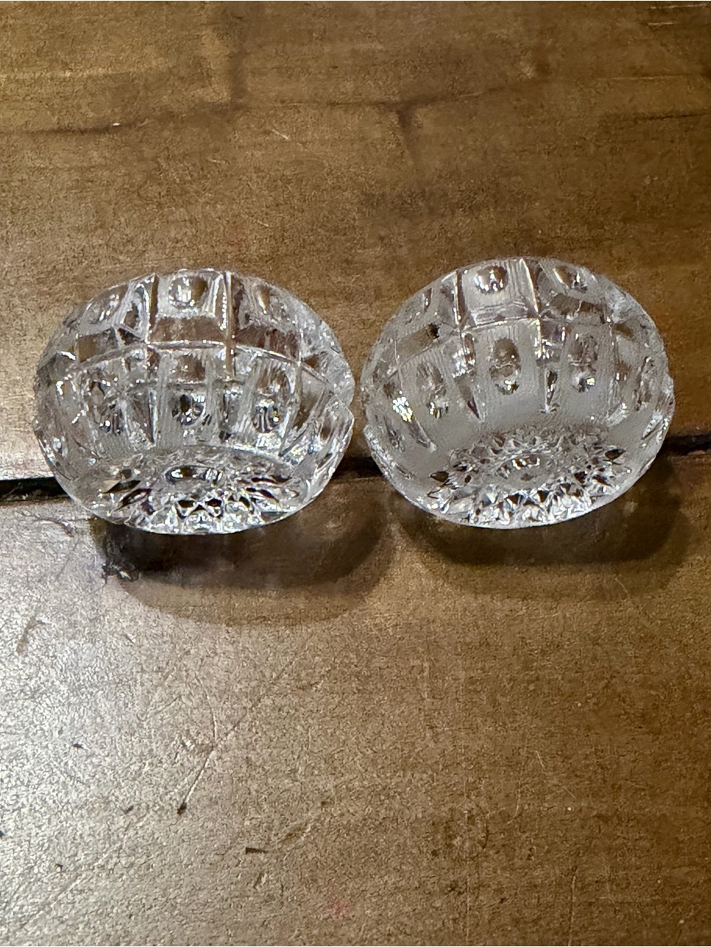 Set of 2 Vintage Federal Glass Salt Cellars With Starburst Pattern